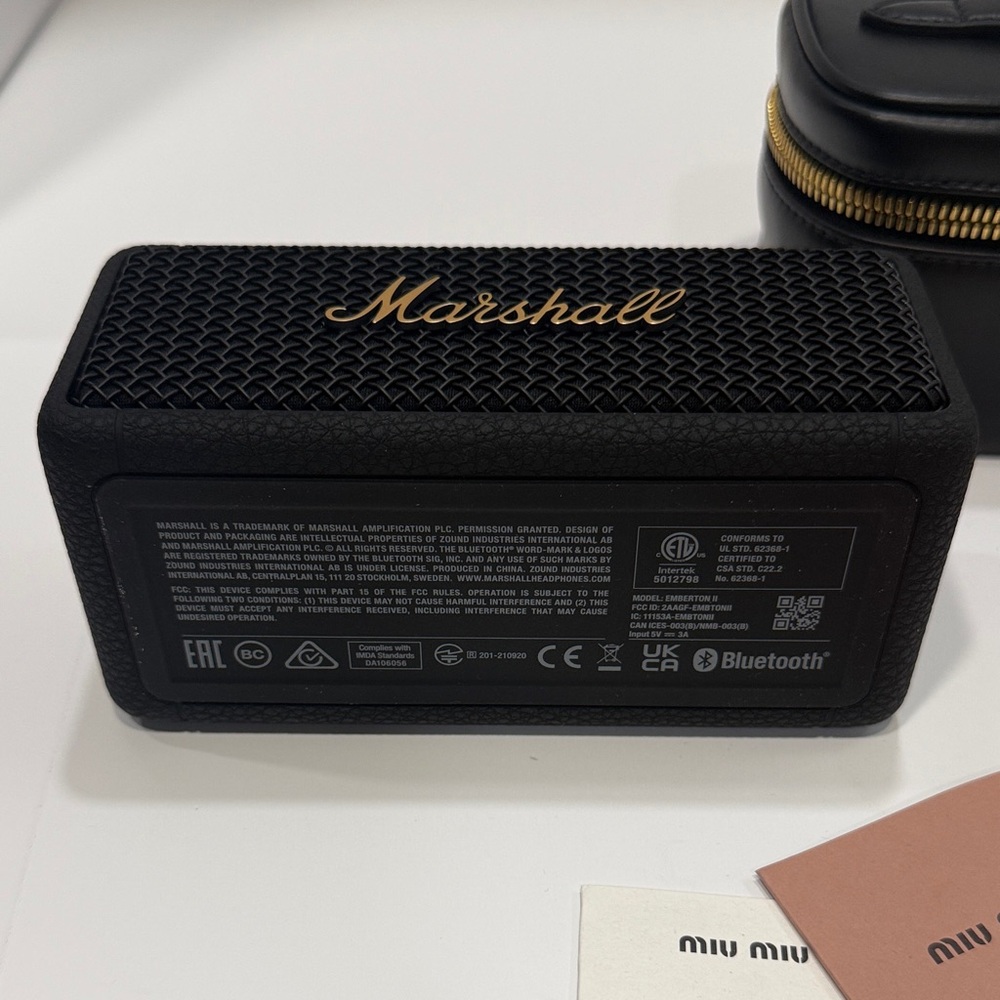 Miu Miu Marshall X Emberton ll Bluetooth Speaker with Miu Miu leather Case - Picture 6 of 9